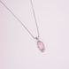 Elongated Oval Halo Design Rhodium Plated Pendant with chain
