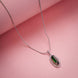 Elongated Oval Halo Design Rhodium Plated Pendant with chain