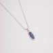 Elongated Oval Halo Design Rhodium Plated Pendant with chain