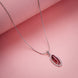 Elongated Oval Halo Design Rhodium Plated Pendant with chain