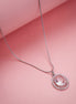 Rhodium Plated Round Pendant Necklace with Faceted Statement Stone
