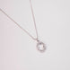 Rhodium Plated Round Pendant Necklace with Faceted Statement Stone
