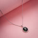 Rhodium Plated Round Pendant Necklace with Faceted Statement Stone