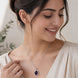 Rhodium Plated Round Pendant Necklace with Faceted Statement Stone