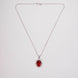 Rhodium Plated Round Pendant Necklace with Faceted Statement Stone