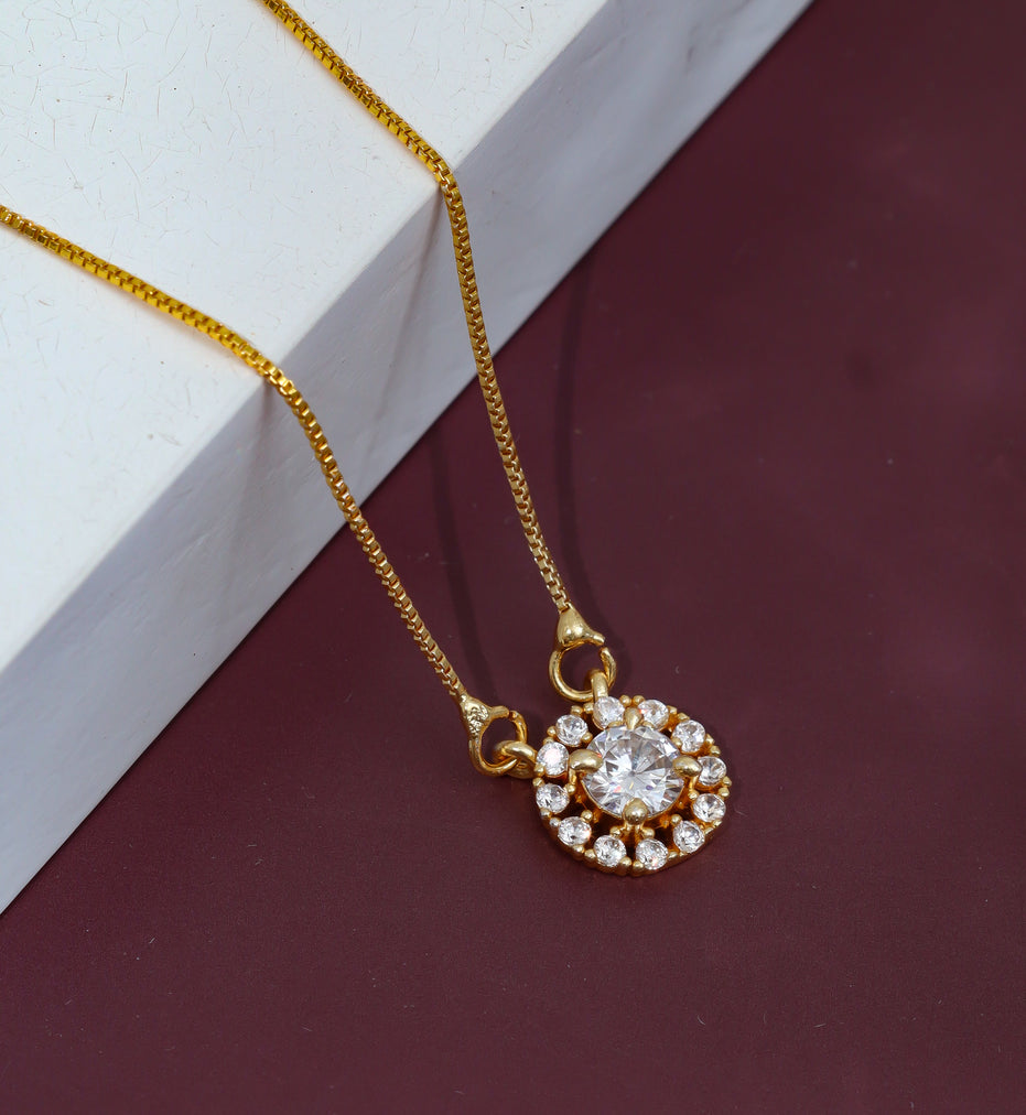 Royal Circle Locket Necklace with Crystal Stone Detailing