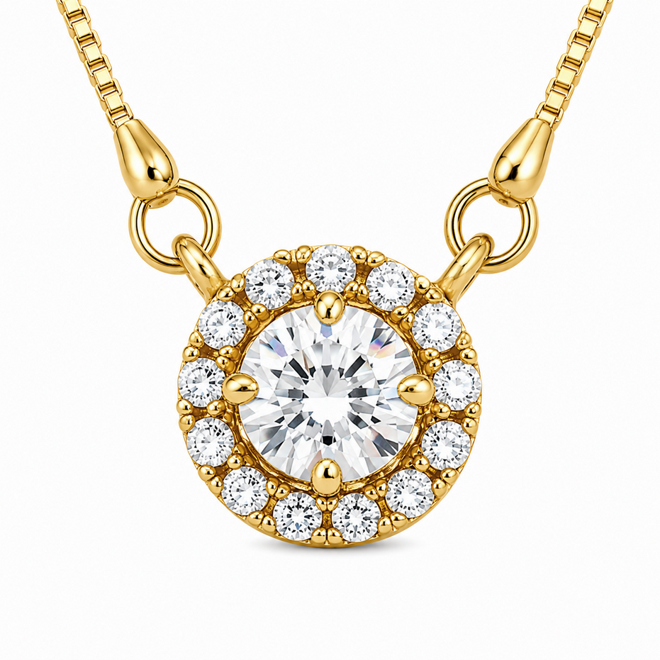 Royal Circle Locket Necklace with Crystal Stone Detailing