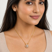 Royal Circle Locket Necklace with Crystal Stone Detailing