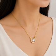 Royal Circle Locket Necklace with Crystal Stone Detailing