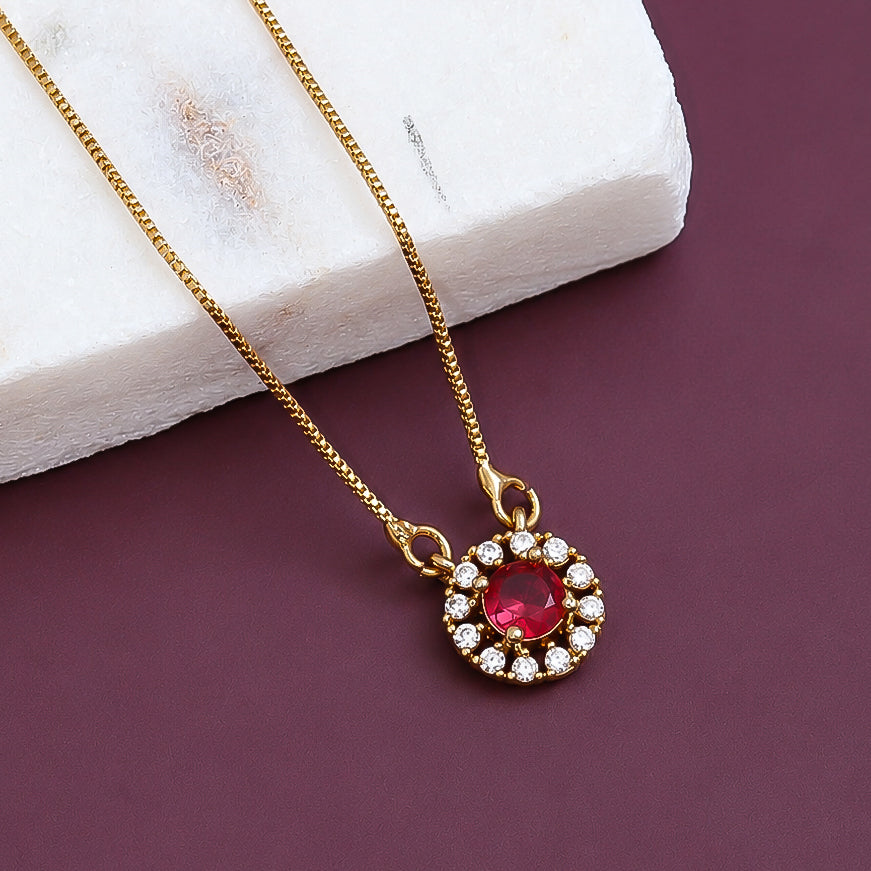 Royal Circle Locket Necklace with Crystal Stone Detailing