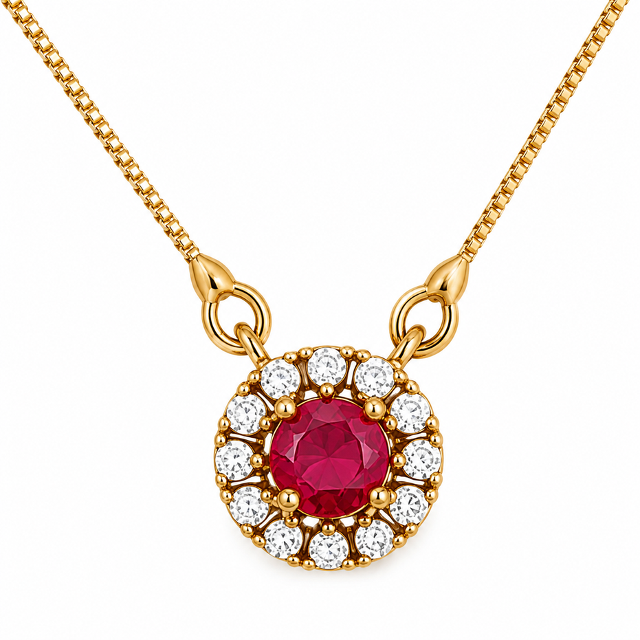 Royal Circle Locket Necklace with Crystal Stone Detailing