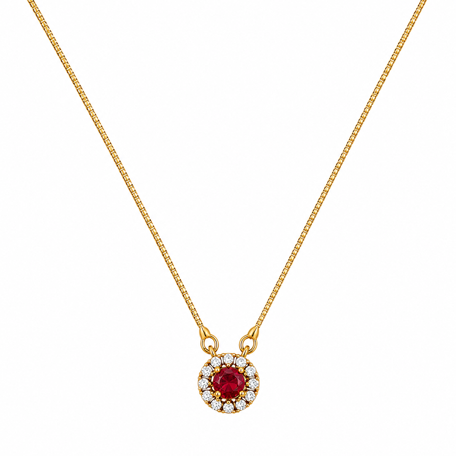 Royal Circle Locket Necklace with Crystal Stone Detailing