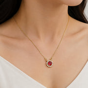 Royal Circle Locket Necklace with Crystal Stone Detailing