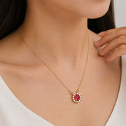 Royal Circle Locket Necklace with Crystal Stone Detailing