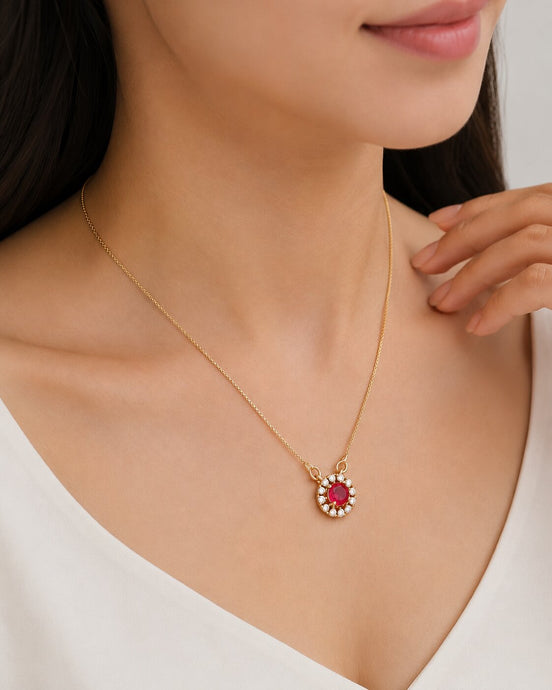 Royal Circle Locket Necklace with Crystal Stone Detailing