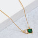 Square Crystal Locket Necklace with Heart Stone Accent