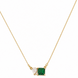Square Crystal Locket Necklace with Heart Stone Accent
