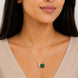 Square Crystal Locket Necklace with Heart Stone Accent