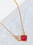 Square Crystal Locket Necklace with Heart Stone Accent