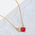 Square Crystal Locket Necklace with Heart Stone Accent