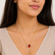 Square Crystal Locket Necklace with Heart Stone Accent