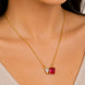 Square Crystal Locket Necklace with Heart Stone Accent