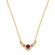 Round Ruby Pendant Necklace with Teardrop CZ Accents