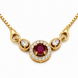 Round Ruby Pendant Necklace with Teardrop CZ Accents
