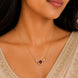 Round Ruby Pendant Necklace with Teardrop CZ Accents