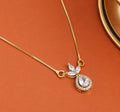 Pear-Shaped Crystal Drop Locket Necklace with Marquise Stone Accents