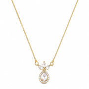 Pear-Shaped Crystal Drop Locket Necklace with Marquise Stone Accents