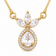 Pear-Shaped Crystal Drop Locket Necklace with Marquise Stone Accents
