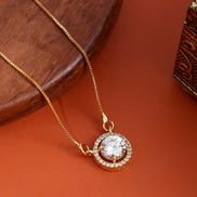 Dazzling Round Solitaire Pendant Necklace with CZ Stone Halo