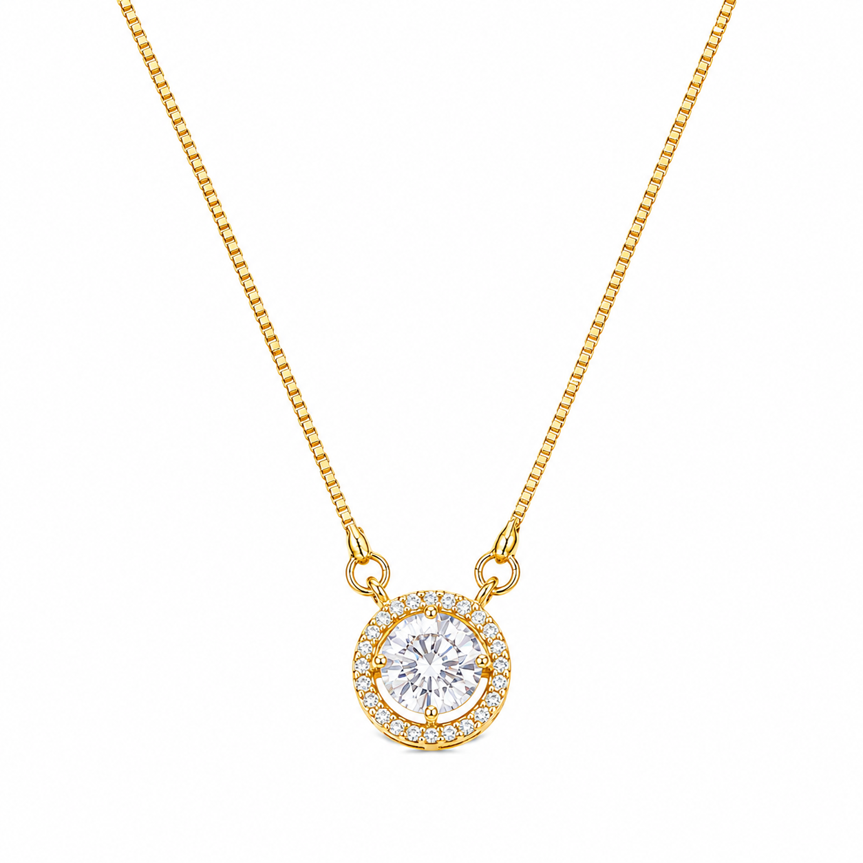 Dazzling Round Solitaire Pendant Necklace with CZ Stone Halo