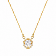 Dazzling Round Solitaire Pendant Necklace with CZ Stone Halo