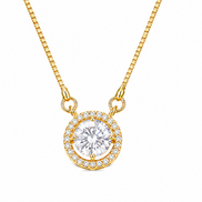 Dazzling Round Solitaire Pendant Necklace with CZ Stone Halo