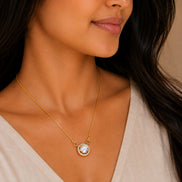 Dazzling Round Solitaire Pendant Necklace with CZ Stone Halo