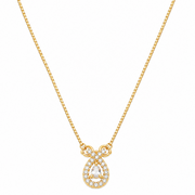 Dainty Teardrop Crystal Pendant Necklace with CZ Stone Detailing