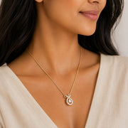 Dainty Teardrop Crystal Pendant Necklace with CZ Stone Detailing
