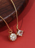 Elegant Dual Crystal Pendant Necklace with Round CZ & Princess Cut Stone