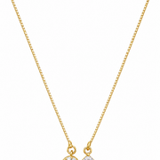 Elegant Dual Crystal Pendant Necklace with Round CZ & Princess Cut Stone