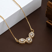 Triple Oval Crystal Pendant Necklace with Sparkling CZ Stonework
