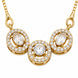 Triple Oval Crystal Pendant Necklace with Sparkling CZ Stonework