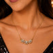 Triple Oval Crystal Pendant Necklace with Sparkling CZ Stonework