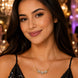 Triple Oval Crystal Pendant Necklace with Sparkling CZ Stonework