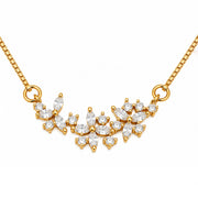Elegant Floral CZ Necklace with Marquise Crystal Cluster Pendant