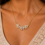 Elegant Floral CZ Necklace with Marquise Crystal Cluster Pendant