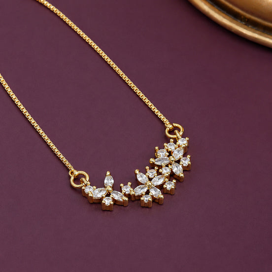Elegant Floral CZ Necklace with Marquise Crystal Cluster Pendant