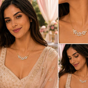 Elegant Floral CZ Necklace with Marquise Crystal Cluster Pendant