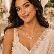 Elegant Floral CZ Necklace with Marquise Crystal Cluster Pendant